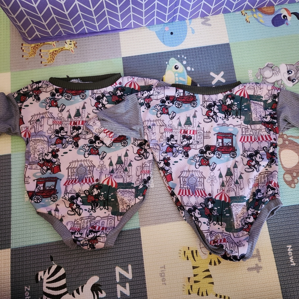 Mickey and Minnie sweater romper set for twins
